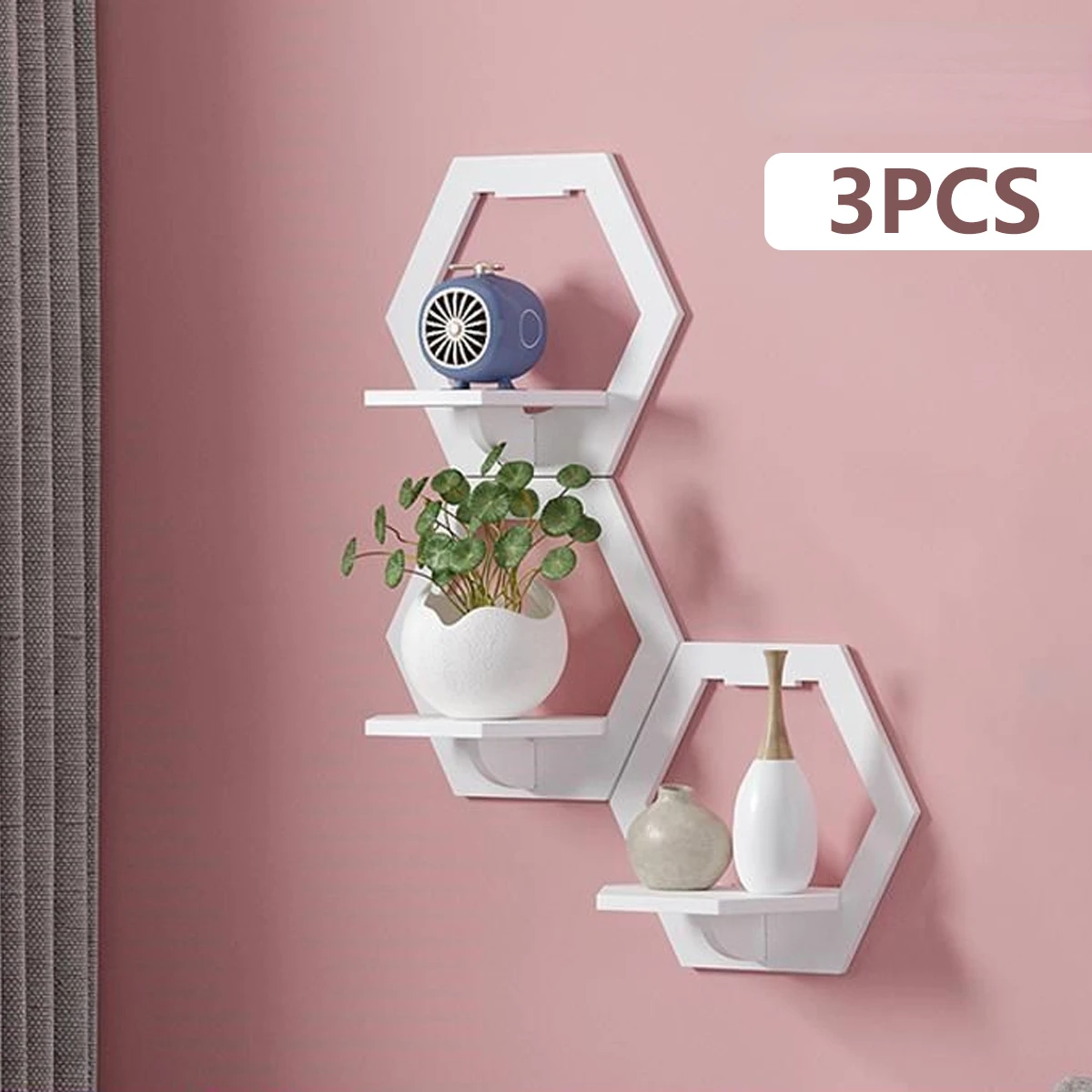 3Pcs Hexagon Wall Shelf Punch  - Home Improvement Tv Show บทวิจารณ์และราคา