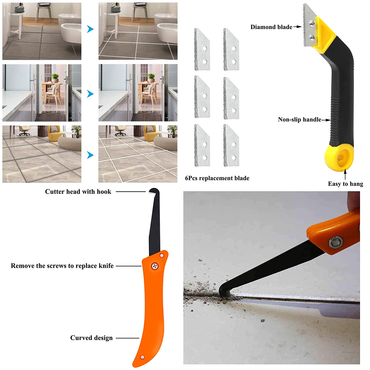 12Pcs Grout Removal Tools Set  - Grout Saw Removal บทวิจารณ์และราคา